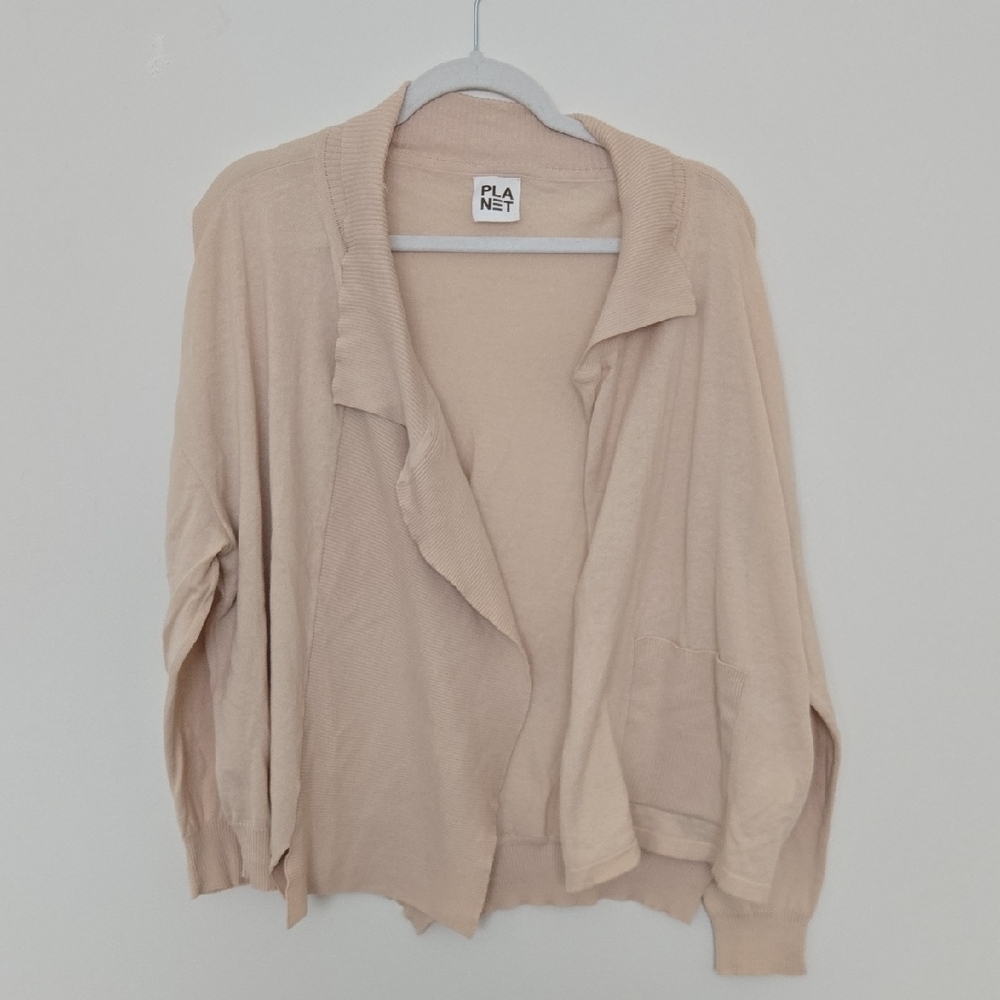 PLANET 100% Cotton Asymetrical Open Cardigan Minumalist Normcore | One Size